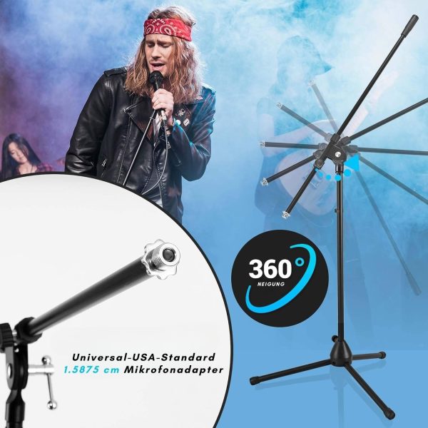 Pyle Heavy Duty Microphone Stand-Height Adjustable from 51.2'' to 78.75'' Inch High w/Extendable Telescoping Boom Arm 29.5'' and Stable Tripod Base-Clutch in T-Bar Adjustment Point PMKS56 - Image 3