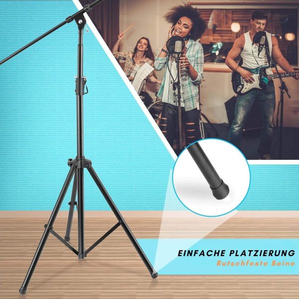 Pyle Heavy Duty Microphone Stand-Height Adjustable from 51.2'' to 78.75'' Inch High w/Extendable Telescoping Boom Arm 29.5'' and Stable Tripod Base-Clutch in T-Bar Adjustment Point PMKS56 - Image 4